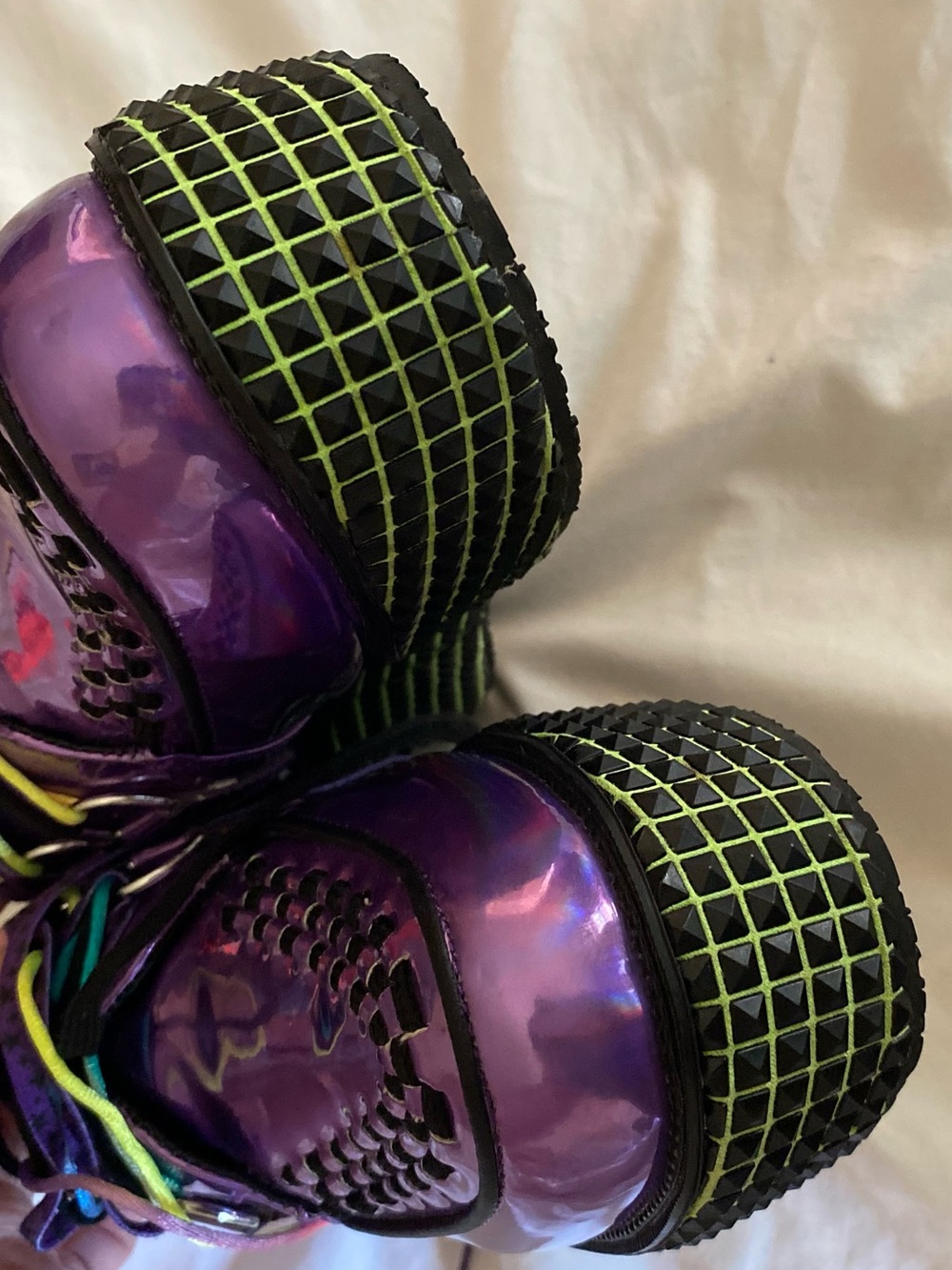 T.U.K. X Dolls Kill Iridescent Purple Creepers Platform Pastel Goth Size W8 M6 - Picture 7 of 11